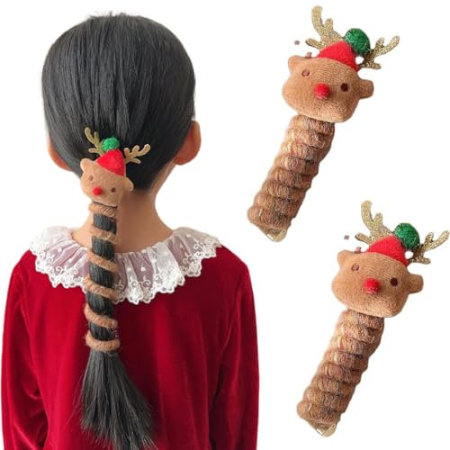 2 Pièces Chouchous de Noël élastiques pour Cheveux, Accessoires de Cheveux de Noël pour Filles, Pinces à Cheveux Cravates à Cheveux Barrettes de Noel pour Enfants et Adultes