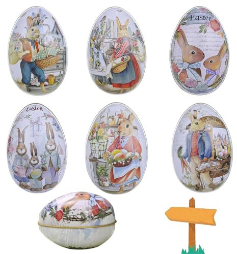 Onlvmyur 6 Pezzi Scatola Biscotti Metallo Uova di Pasqua Carino Scatola Latta Biscotti per Caramelle Biscotti Snack Piccoli Regalo