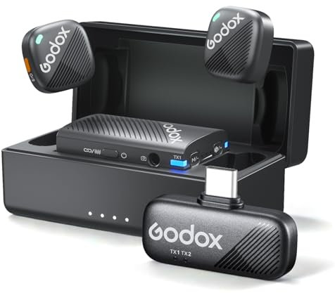 Godox Cube-C Combo Kit2 Wireless Lavalier Mikrofon für Kamera/iPhone/Android/PC,300m Reichweite, 48KHz 24Bit,Geräuschunterdrückung, 10H Akkulaufzeit,Drahtloses Mikrofon für Vlogging,TikTok, Interview