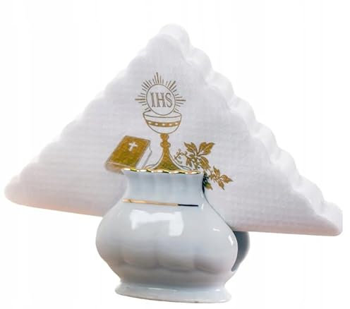 Lot de 100 serviettes de table de communion imprimées en or IHS | Serviettes de table décoratives en papier pour la première communion Sainte Calice Bible Vigne | Ornements de table élégants et