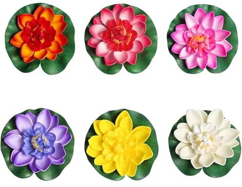 6Pcs Water Lily for Small Pond, Artificial Water Lilies for Ponds Small, Pond Decorations, Artificial Ponds Plants, Ponds Ornaments for Garden, Pool, Summer Fountain