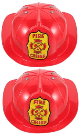 INOOMP 2 Stück Kinderfeuerhut Feuerwehrhut Feuerwehrmann Kostüm Hut Feuerwehrmann-Verkleidungshut Feuerwehrhelm Feuerwehrmann Feuerwehrbehörden Feuerwehrkostüm Plastik rot