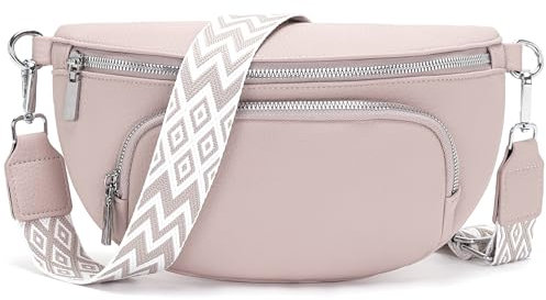 Rorimyth sac banane femme Rose clair petit sac bandoulière femme tendance Cuir Vegan sac a main bananes sacs banane ville