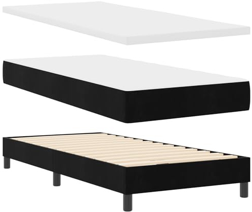 vidaXL Boxspringbett mit Matratze Schwarz 90x190 cm Samt