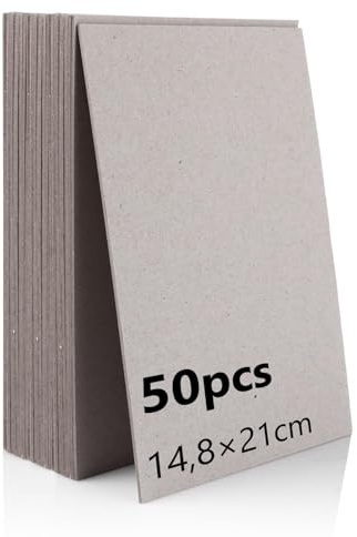 LOLYSIC 50 Blatt Graupappe 2 mm A5 Buchbinderpappe, Buchbinderpappe DIN A5 14,8 x 21cm, Graupappe zum Basteln für Buchbinden Bastelarbeiten Modellbau Adventskalender Verpackungen Karten Bastelkarton