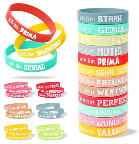 36 bracelets motivants pour enfants, bracelets en silicone personnalisés avec des messages positifs, bracelet en caoutchouc Petits cadeaux pour enfants, adolescents, écoliers, cadeaux de Noël