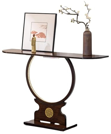 Meditationstisch aus Holz, traditioneller Buddha-Altar mit warmem Licht, stabile Puja-Vitrine for Zuhause, Tempeldekor, Skulpturen und Erinnerungsstücke(120cm/47.2)