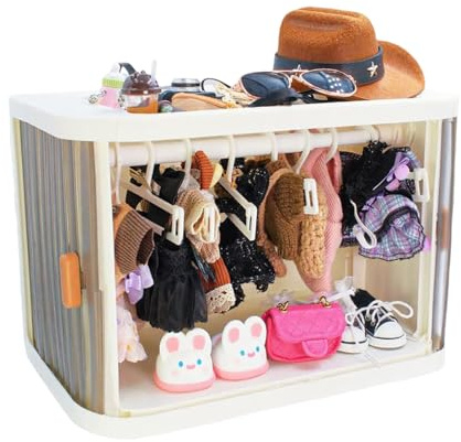 Puppenkleiderschrank | Faltbarer Kleiderschrank für Puppenkostüme - Aufbewahrung für Plüschtiere für Schminktisch Vitrine Kinder Mädchen Sammler Enthusiasten Schlafzimmer H