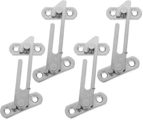 DIYEAH Limitador de ventana de 4 piezas: limitador de ventana corrediza abatible de acero inoxidable, tope de bloqueo de seguridad, herrajes metálicos, dispositivo de control, restrictor.