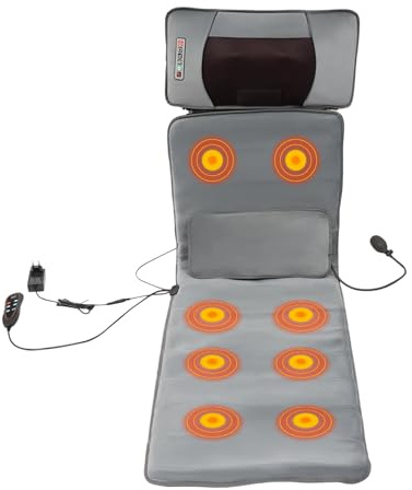 LENDISIY Ganzkörper-Massagematte mit Wärmefunktion, Massagematte mit 10 Vibrationsmotoren und 9 Massage-Modi, Elektrisches Ganzkörpermassagematte Massageauflage Nacken und Schulter-Rückenmassagegerät