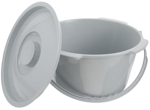 PENIKOKO Tragbarer Rund Kunststoff Sitztoiletten Eimer mit Deckel Kompakt und Bequem mit Flachem Boden für Senioren und Schwangere Unterwegs oder Hause