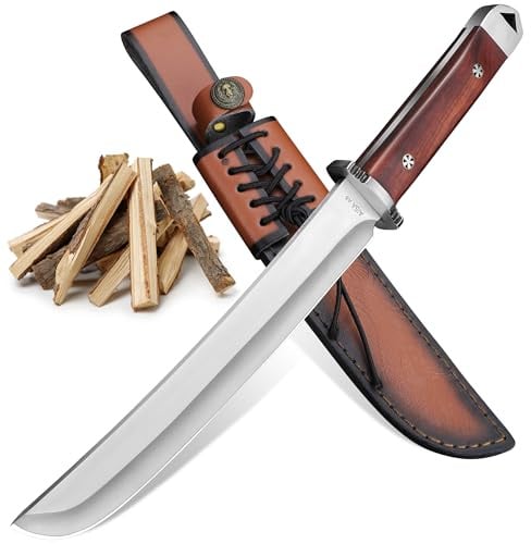 Plys Coltello da Esterno: Machete Professionale,Spessore 5 mm, Manico in Legno Con Fodero,Coltello da Caccia,Adatto per La Sopravvivenza Nella Giungla e Il Campeggio,Regali per Uomo