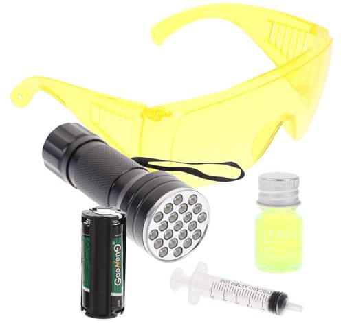 CTIRCHIU 1juego Kit Detector Fugas Aire Acondicionado Coche Inoxidable con Linterna Fluorescente y Herramientas Prácticas para Prueba Rápida y Sencilla
