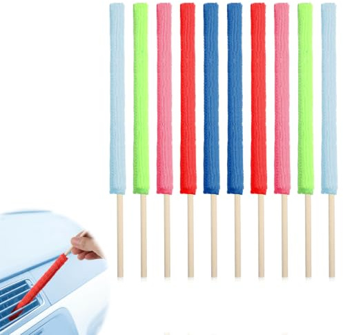 Sorcristy 10PCS Microfiber Detail Duster Sticks Mini Crevice Cleaning Brush | Washable Microfiber Duster Sticks Tool for Car Air Vents Home Window Blind Small Spaces