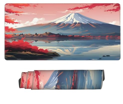 Tapis de Souris Mont Fuji 700x300 mm XXL Tapis Souris Gaming Grand, Mouse Pad Japonais sous Main Bureau Imperméable et Antidérapant pour PC, Ordinateur Portable, Gamer, Maison, Bureau -MP1466