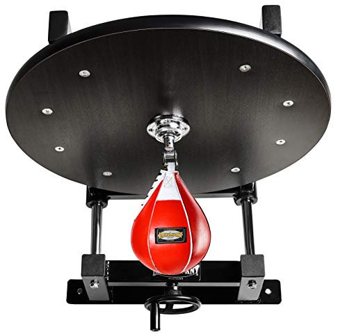 Deluxe Speedball Plattform Set inkl. Drehkugellagerung schwarz und Leder Boxbirne medium rot/Boxapparat für die Wandmontage BCA-38