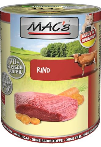 Mac's Katzenfutter getreidefrei Rind, 1 Packung mit 6 Dosen, 6x400 g