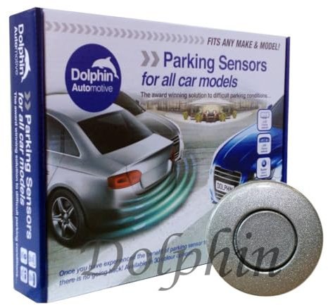 Dolphin Automotive DPS400 Reverse Parking Sensors Auto Express Award Winning In 32 Colours 4 Ultrasonic Radar Sensors Kit Audio Alert System Matt & Gloss Black +30 More Colours (Grey)