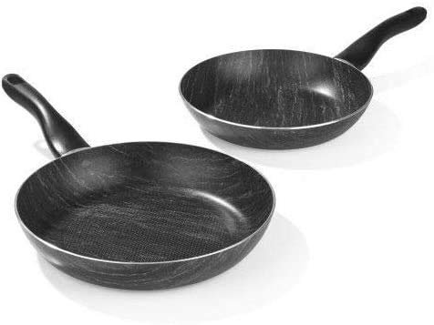 BRATmaxx Pfannen Marmor-Optik 2-tlg. 24/28cm | Für alle Herdarten geeignet, auch Induktion - Spülmas
