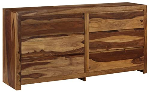 vidaXL Massivholz Sheesham Kommode 6 Schubladen Sideboard Mehrzweck Schrank