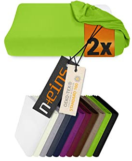 npluseins 2er Pack Spannbezüge für Nackenkissen Gesundheitskissen 959.1234, M, 35-40x55-60 cm, apfelgrün