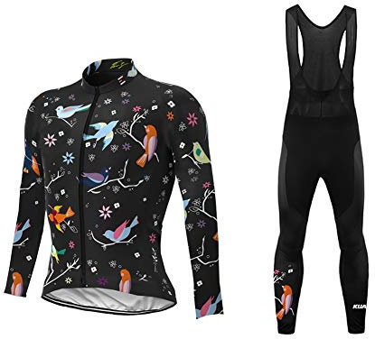 Uglyfrog Damen Winter Fleece Radtrikot Set Fahrrad Trikot Langarm + Radlerhose Thermo Winddicht