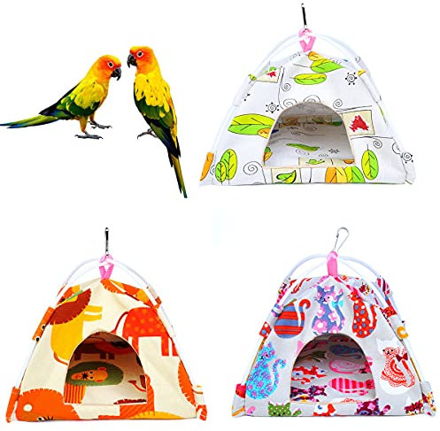 Vinnykud Papageienzelt mit Kissen Vogel Papagei Hängematte Abnehmbar und Waschbar Hängen Höhle Käfig Vogelnest Hütte Zelt Bett
