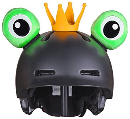 WINBST Motorrad Helm Froschkönig Krone,Süße Froschaugen-Krone mit Bändern Selbstklebende Aufkleber Motorradhelmdekoration für Skihelm Motorradhelm Fahrradhelm