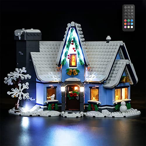GEAMENT LED Licht-Set (Fernbedienung) Kompatibel mit Lego Winter Village Collections Santas Visit - Beleuchtungsset für Creator 10293 (Modell-Set Nicht enthalten)