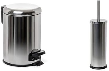 TATAY Papelera Baño con Pedal de Acero Inoxidable, 3L de Capacidad + Escobilla de Baño Mirror, Fabricada en Acero Inoxidable, Cubeta con interior de Polipropileno