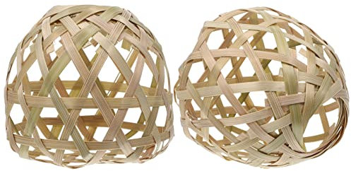 BESPORTBLE Rattan Lampenschirm Klein 2 Stücke Gewebter Lampenschirm Ratten Pendelleuchte Vintage Geflochtener Hängeleuchte Kronleuchter Lampenschirm Ersatzschirm für Tischlampe Hängelampe Deckenlampe