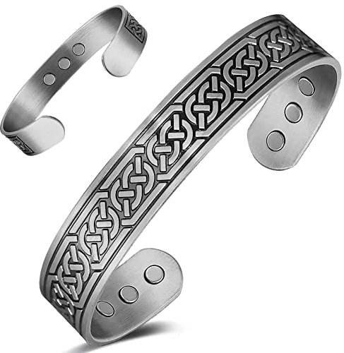 Cigmag 9X Lymphatic Drainage Copper Bracelet for Men Ultra Strength Magnet Mens Copper Bracelet Adjustable with Present Box (Grey Axe Pattern)