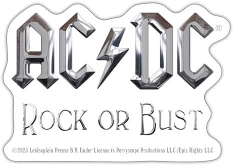Spreadshirt AC/DC Logo In Silber Rock Or Bust Album Sticker Aufkleber, 10 x 10 cm, Mattweiß