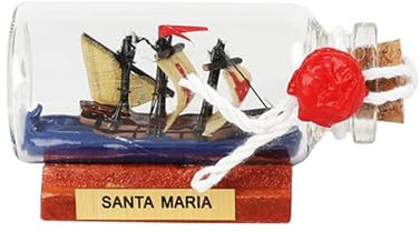 FLADO Schiff-in-Flasche-Modell, fertiges Modellschiff in Einer Glasflasche, Kindergeburtstagsgeschenke, Heim-Arbeitszimmer-Desktop-Dekoration, Ornamente (6,5 x 2,5 x 3,5 cm)