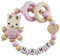 kleinerStorch® - Personalisierter Baby Beißring | niedliche Holz Babyrassel mit Name ab 0 Monate | Spielzeug Geschenk zur Geburt & Taufe für Mädchen | Reh in rosa