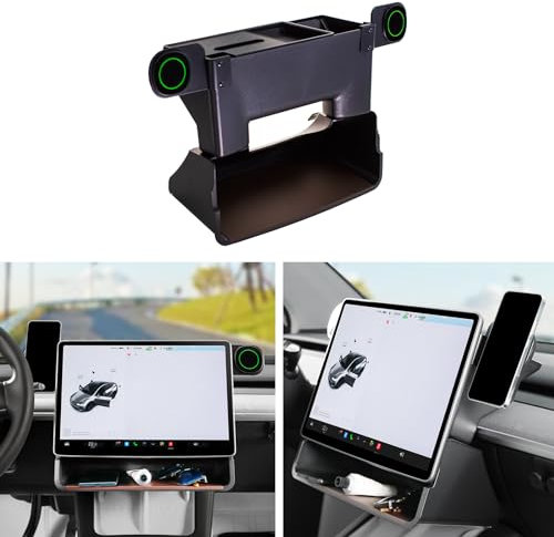 Tesla Model Y/3 Under Screen Storage Box with Magnetic Phone Holders, Hidden Centre Console Organiser