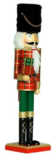 Ornement de Noël Casse-Noisette – 50 cm Plaid Giift King Casse-Noisette, Casse-Noisette Traditionnel en Bois | Marionnette soldat casse-noisette de noël, casse-noisette de vacances en bois, décoration