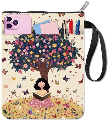 craspire 1 Zoll Waschbare Buchumschläge Lesen Unter Bäumen Buchhülle Buchhalter Taschen Für Taschenbücher Doppelseitige Buchstoff Themen Geschenke Buchschutz Reißverschluss Fronttasche Buchtasche