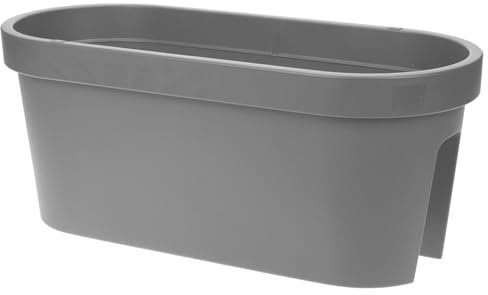 Decor Space Vaso balconiera, fioriera da balcone rettangolare per ringhiera in resina da esterno per fiori e piante (Grigio Chiaro, 60 cm)