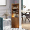 Unteres Eckregal, Eckschrank, Eckregale Stehend, Eckschrank Wohnzimmer, Eckschrank Flur, Vitrine, Weinschrank, Sandelholzfarbe, Für Wohnzimmer, Küche, Bad, Arbeitszimmer, 30 x 30 x 181 cm