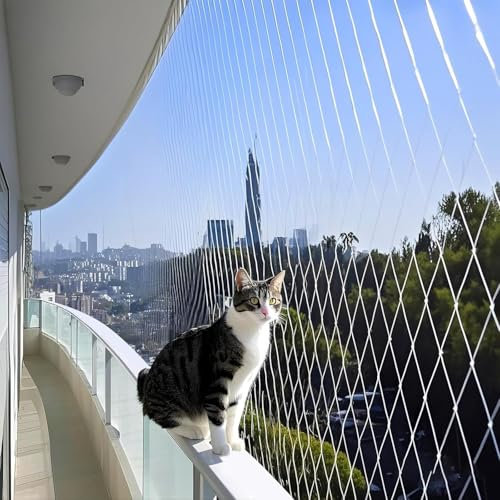 Grillix 3x10m Rete per Gatti, Rete Invisibile Protezione Balcone per Gatti, con Filo Rinforzato, Resistente ai Morsi, Ai Raggi UV e alle Intemperie, per Balconi, Scale, Terrazzee e Finestre (Bianca)