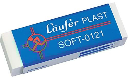 Läufer 00121 Plast Soft 0121 Radierer, weicher Radiergummi aus Kunststoff, für Bleistifte und Buntstifte, weiß