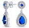 Blaue Mode CZ Halo Tropfen Ohrringe für Frauen für Abschlussball Simulierter Saphir Zirkonia Versilbertes Messing