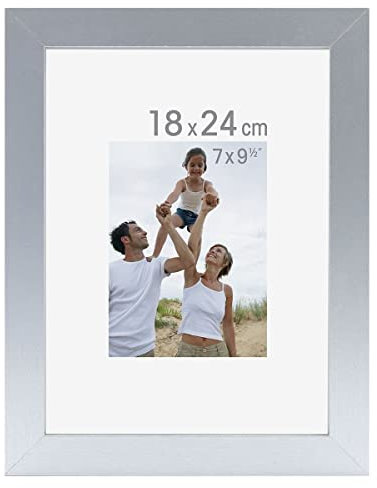 IMAGINE Ceanothe Cadre Photo Bois 18x24 cm en Bois Aluminium avec Baguettes larges et plates - Collection Optimo - Fabriqué en France
