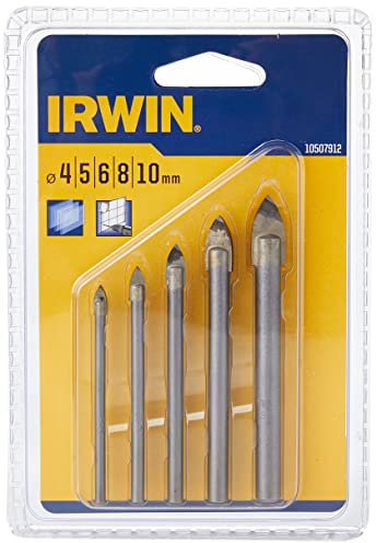 Irwin 10507912 Drill Bit Set for Glass and Tile, 4mm-10mm, 5 Pieces