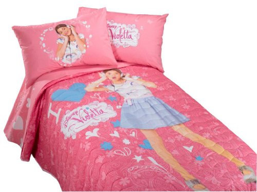 Disney Caleffi 48397 - Colcha primaveral Individual Violeta Fucsia de algodón