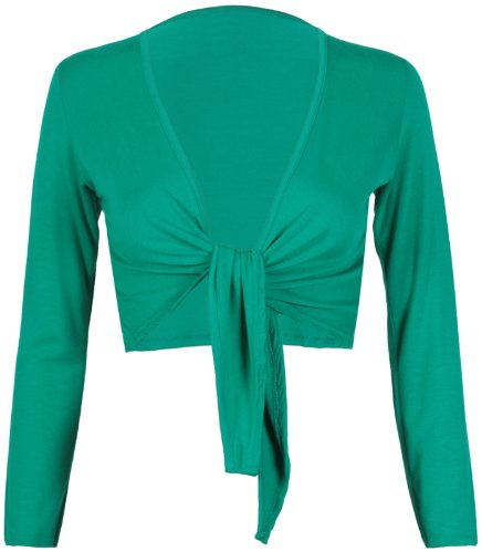 Womens Long Full Sleeves Ladies Stretch Bolero Cropped Cardigan Front Tie Knot Shrug Top