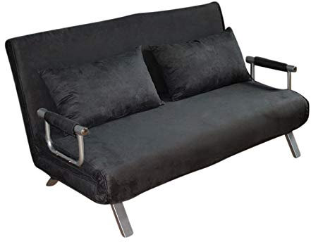 ITALFROM Divano Letto Sofà Bed Nero Divani153x69x82h Divanetti Divano Letto 2 Piazze Cod.4033
