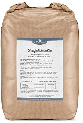 Krauterie Teufelskralle für Pferde, geschnitten (2000 g) | Artgerechtes Einzelfuttermittel für Pferde in Spitzenqualität - frei von Zusatzstoffen, getreidefrei, zuckerfrei, melassefrei
