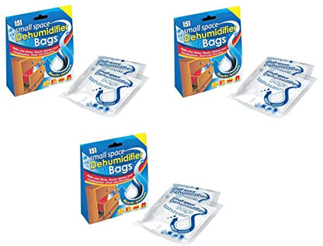 3 x Packs Of Small Space Dehumidifier Bags Moisture Trap Sachets Damp Mould Control For Car Caravan Or Home